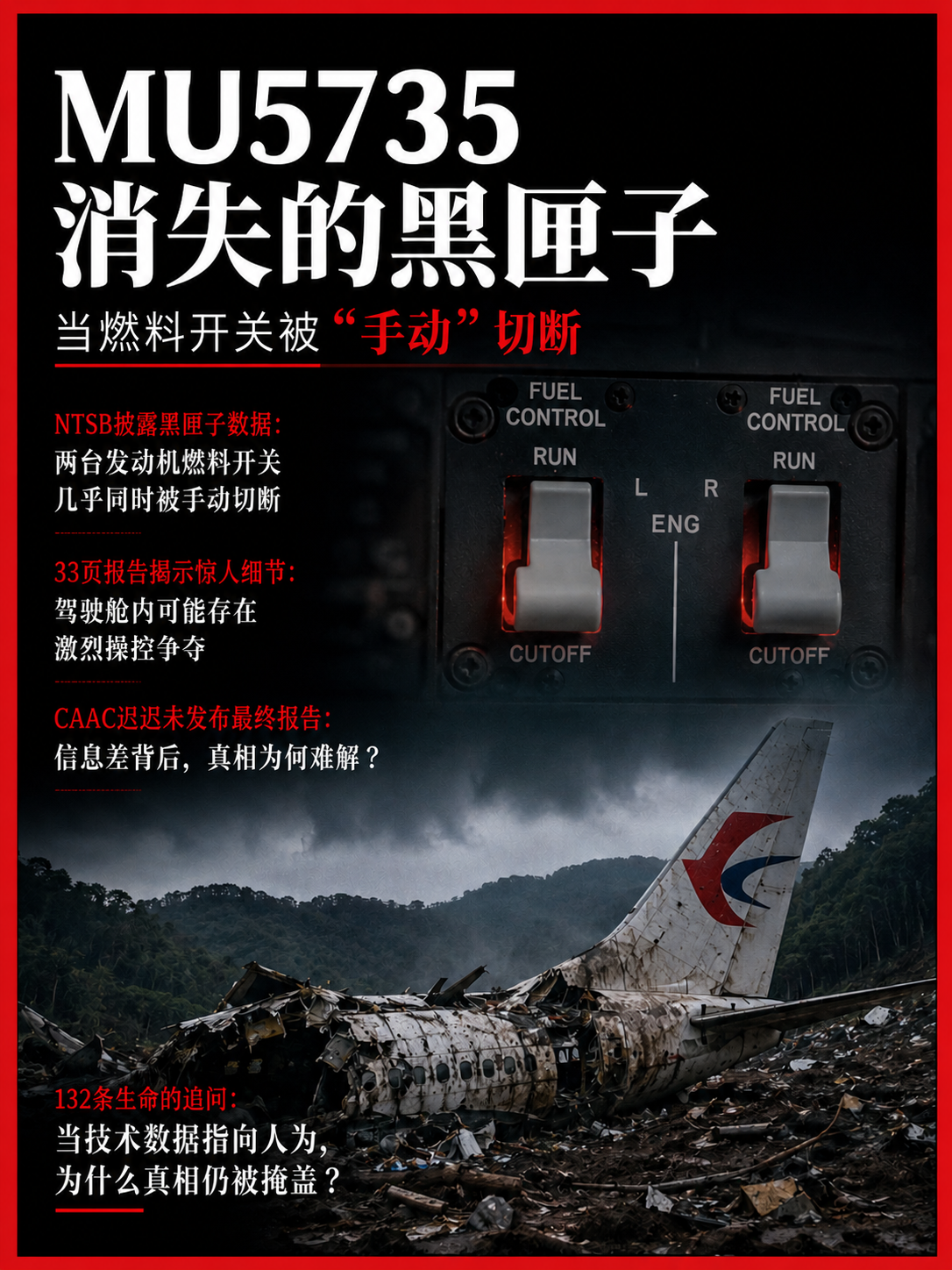 【独家惊爆】MU5735 消失的黑匣子：当燃料开关被“手动”切断
